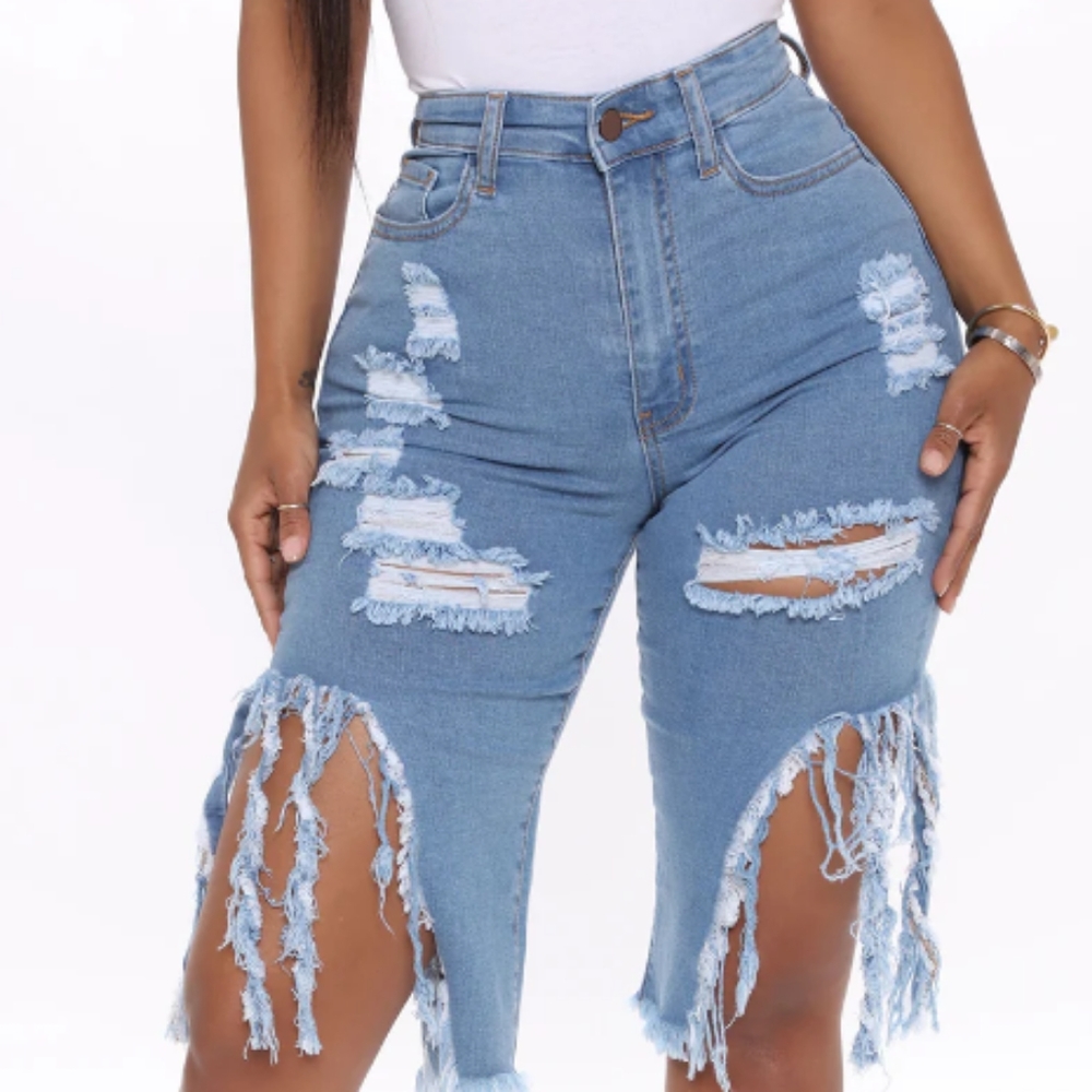 Savage Custom Distressed Bermuda Knee Shorts - Picture 11 of 16